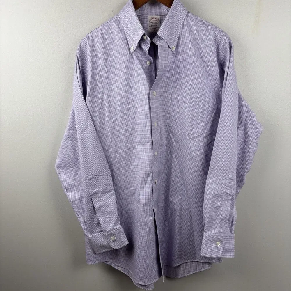 Brooks Brothers Men 15 1/2 - 33 Purple Dress Shirt Stretch Supima Cotton Madison
